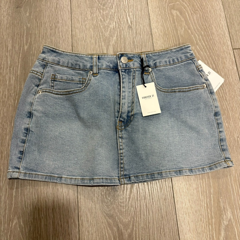 NWT Womens Blue Denim 5-Pocket Micro Skirt Size S‎ heart shaped pockets